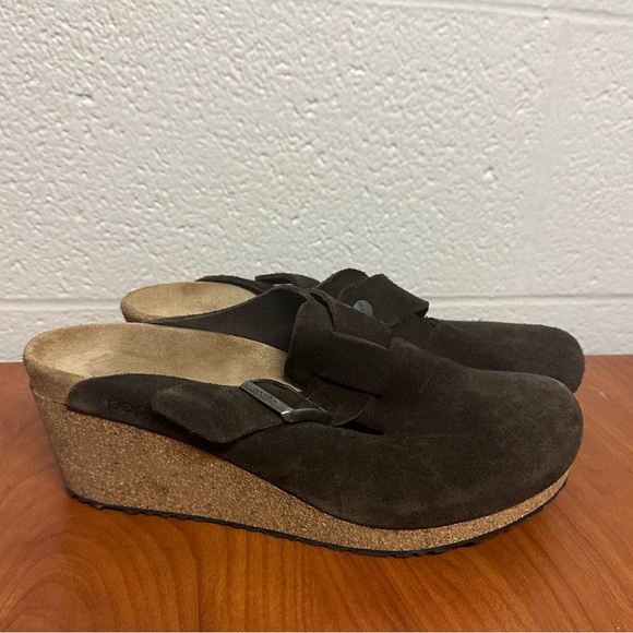 Birkenstock Shoes - Papillio Birkenstock Women Clogs 10 Brown Suede Fanny Ring Buckle Casual Comfort